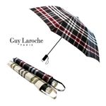 Guy Laroche Classic Check Pattern 2-Fold Windproof Umbrella | Reinforced FRP Frame | Auto-Recovery Function | Black & Beige